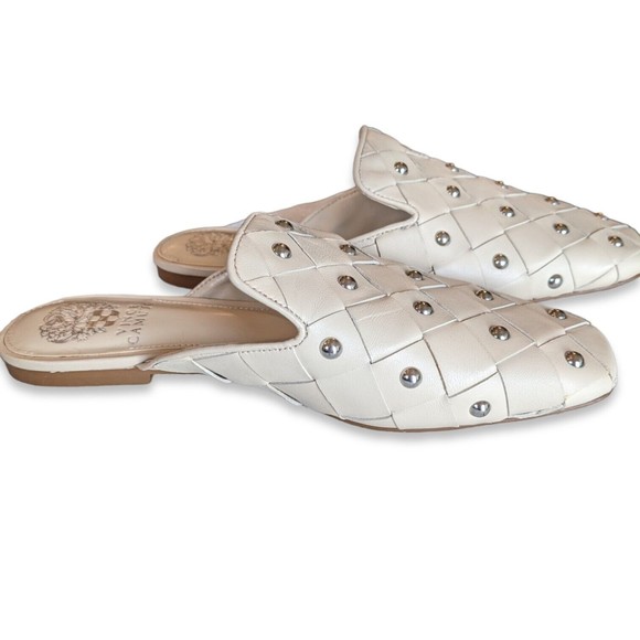 Vince Camuto White Studded Mules - Picture 1 of 8